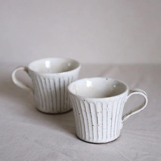 粉引削ぎ目ペアマグ - Image 6